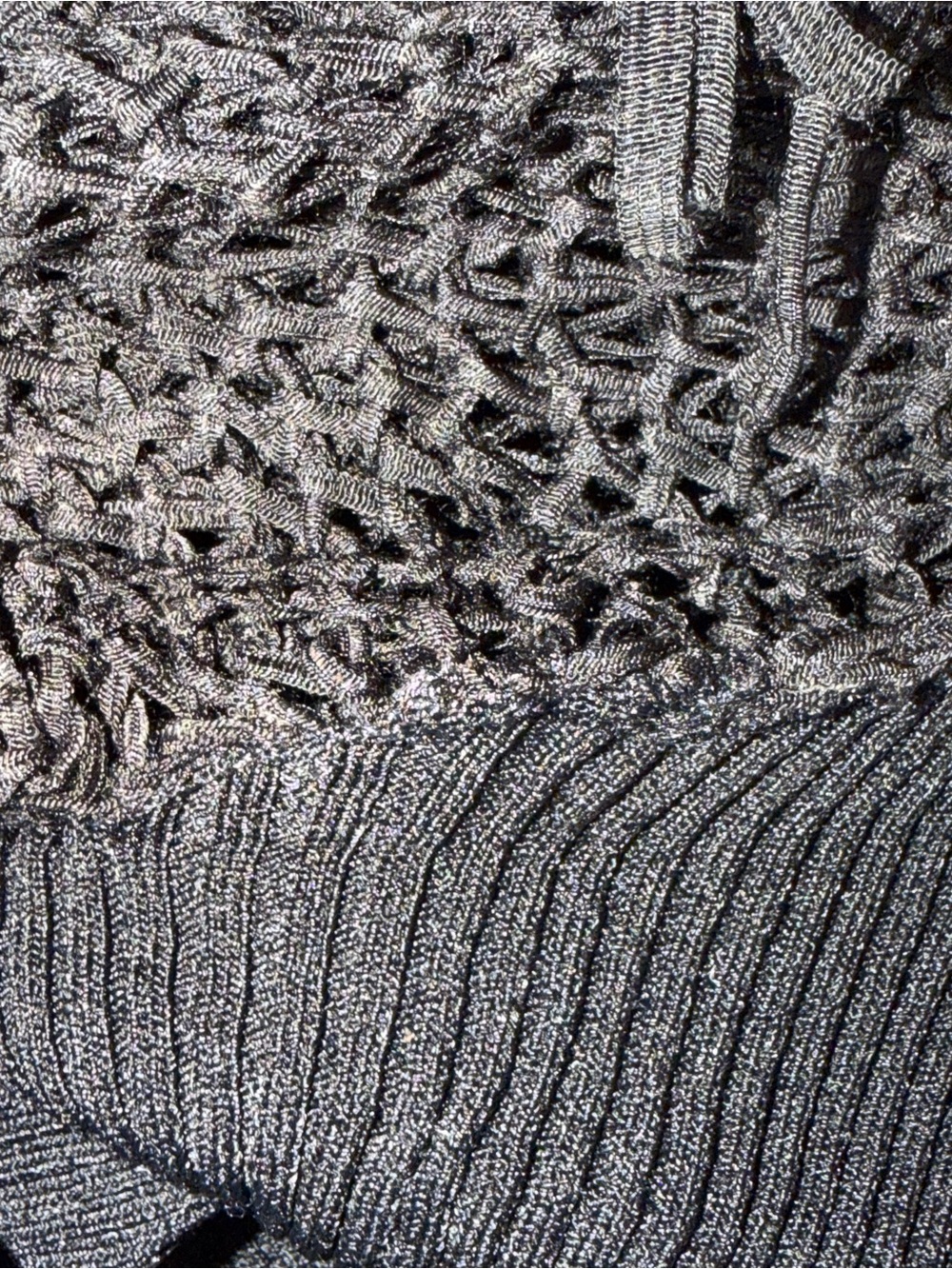 Pow Wow Black Fringe Crochet Sweater L Boho Western Festival Statement Top - Picture 11 of 14
